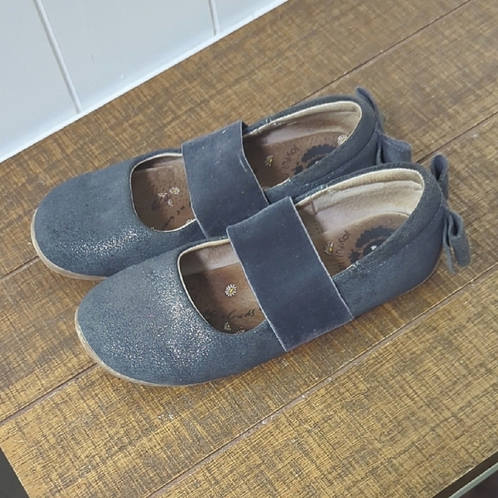 Livie And Luca Leather Aria Navy Blue Mary Jane Shoes with Bow